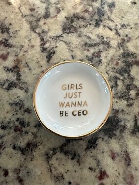 Fringe Studio White and Gold 'Girls Just Wanna Be CEO' Trinket Dish